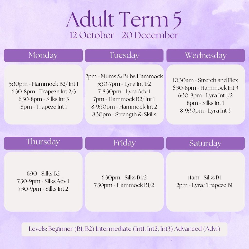 Adult Term 5 Timetable